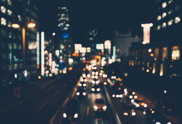 blurred image of city traffic at night